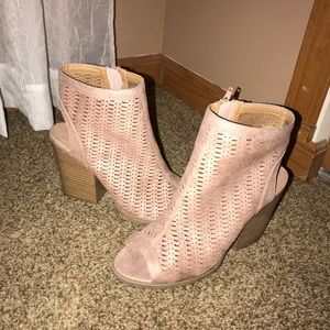 Light pink peep toe booties! Super cute
